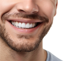 ai gerado fechar-se do do homem sorrir com saudável branco dentes png