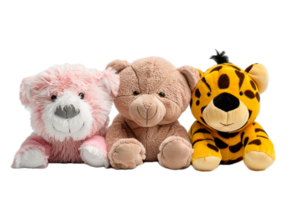 ai gegenereerd trio van kleurrijk teddy bears PNG