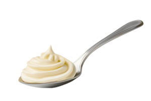 AI generated Creamy Mayonnaise Swirl on White Spoon png