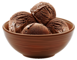 ai generado chocolate hielo crema cucharadas en cuenco png