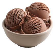 AI generated Chocolate Ice Cream Scoops in Bowl png