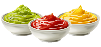 AI generated Three Bowls of Colorful Condiments png