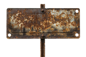 AI generated Old Rusty Metal Sign on a Post png