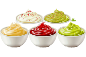 AI generated Three Bowls of Colorful Condiments png