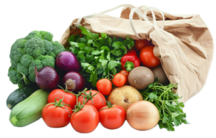 AI generated Fresh Vegetables and Fruits in Paper Bag png