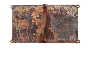 AI generated Old Rusty Metal Sign on a Post png