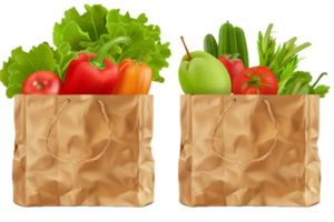 ai genererad färsk grönsaker och frukt i papper väska png