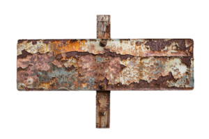 AI generated Old Rusty Metal Sign on a Post png