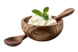 AI generated Bowl of Creamy Yogurt with Wooden Spoon png