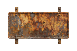 AI generated Old Rusty Metal Sign on a Post png