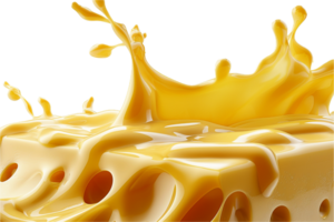 ai generado chapoteo en queso bloquear png