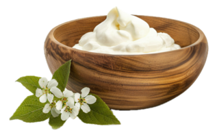 AI generated Bowl of Creamy Yogurt with Wooden Spoon png