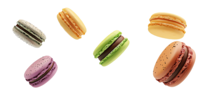 ai genererad färgrik macarons flytande png