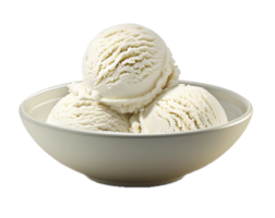 AI generated Vanilla Ice Cream Scoops in White Bowl png