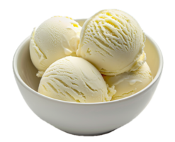 AI generated Vanilla Ice Cream Scoops in White Bowl png