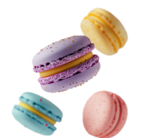 ai genererad färgrik macarons flytande png