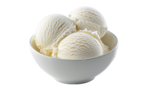 AI generated Vanilla Ice Cream Scoops in White Bowl png