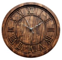 AI generated Rustic Wooden Wall Clock with Roman Numerals png