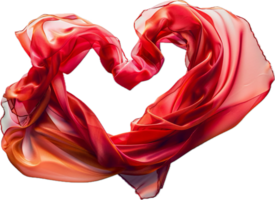 AI generated Red Silk Fabric Shaped into a Heart png