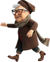 AI generated Cheerful Elderly Animated Character Waving 3D png