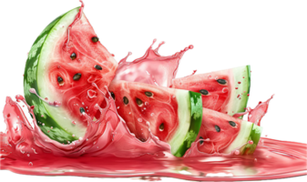 AI generated Watermelon Slices with Splash png