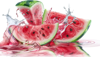 AI generated Watermelon Slices with Splash png