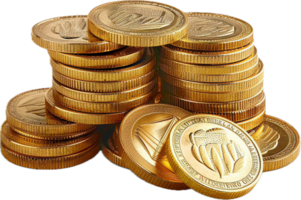 AI generated Stacks of Gold Coins png