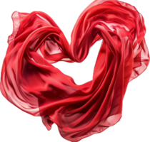 ai generato rosso seta tessuto sagomato in un' cuore png