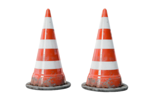 AI generated Two Used Traffic Cones png
