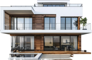 AI generated Modern Two-Story House with Balconies png