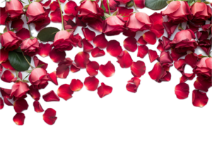 AI generated Red Rose Blossoms and Scattered Petals png