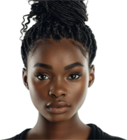 ai généré serein beauté avec tressé cheveux et subtil maquillage png