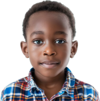 AI generated Smiling Young Boy in Colorful Plaid Shirt png