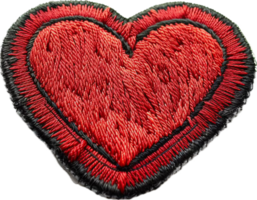 AI generated Embroidered Red Heart Patch png