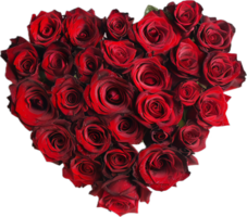 ai gerado em forma de coração arranjo do vermelho rosas png