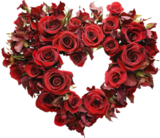 ai généré en forme de coeur arrangement de rouge des roses png