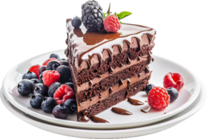 AI generated Decadent Chocolate Cake with Fresh Berries png