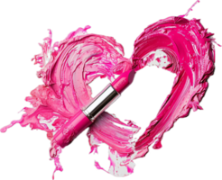 ai gegenereerd roze lippenstift vormig hart PNG