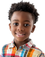 AI generated Smiling Young Boy in Colorful Plaid Shirt png