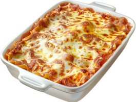 ai generato al forno Lasagna piatto guarnito con fresco basilico png