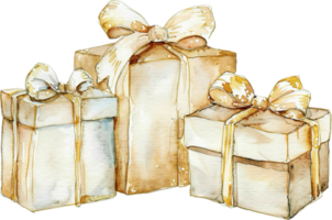 AI generated Watercolor Painting of a Gift Box with Bow png