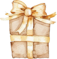 AI generated Watercolor Painting of a Gift Box with Bow png