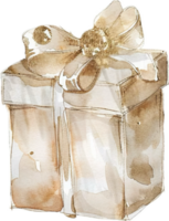 AI generated Watercolor Painting of a Gift Box with Bow png