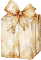 AI generated Watercolor Painting of a Gift Box with Bow png