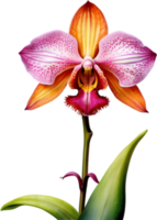 ai generiert Aquarell Gemälde von ein Affe Gesicht Orchidee Blume. png