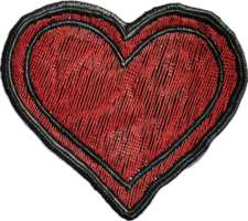 AI generated Embroidered Red Heart Patch png