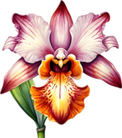 AI generated Watercolor painting of a Monkey Face Orchid flower. png