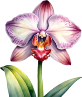 AI generated Watercolor painting of a Monkey Face Orchid flower. png