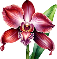 AI generated Watercolor painting of a Monkey Face Orchid flower. png