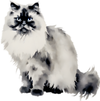 AI generated Watercolor painting of a Persian cat in an impressionist style. png